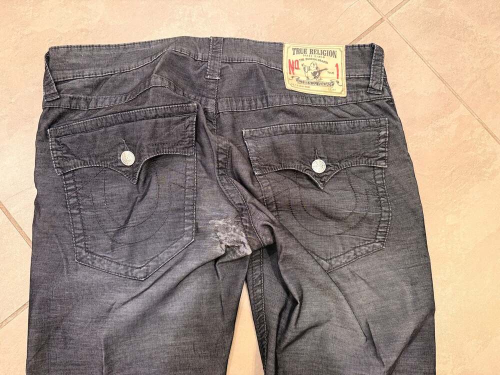 True Religion Ricky Authentic Vintage Straight Corduroy Pants Grey Size 34 - Picture 8 of 8